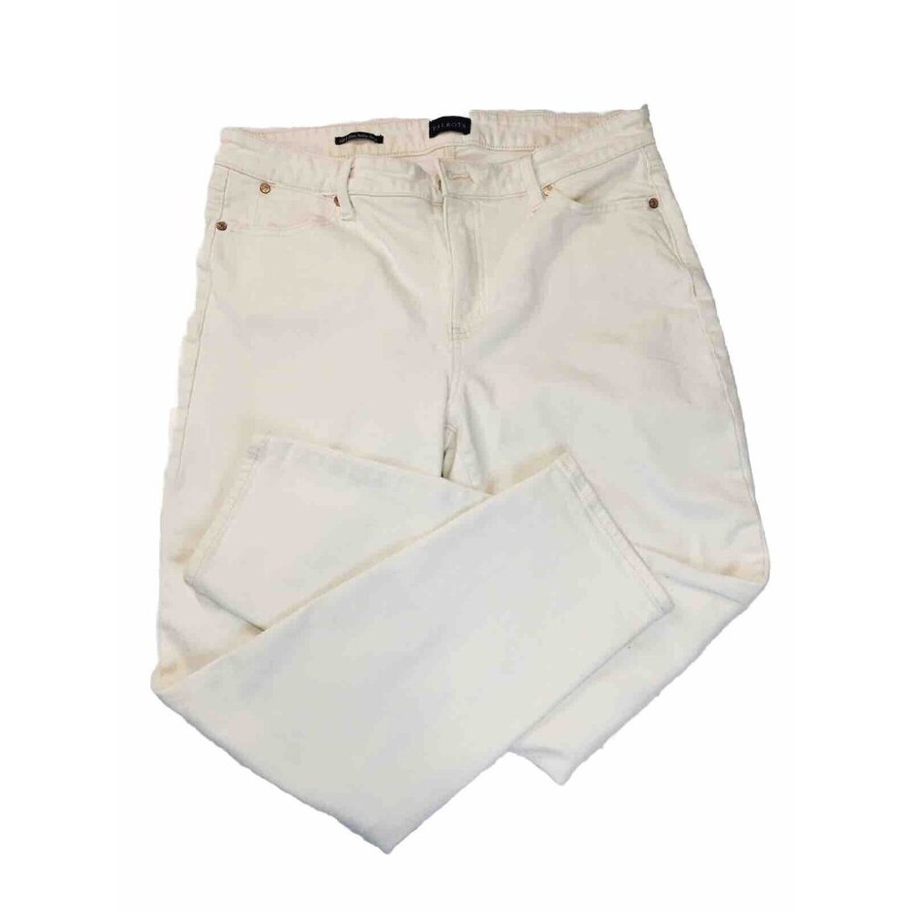 Talbots off white beige jeans slim ankle denim summer spring petite